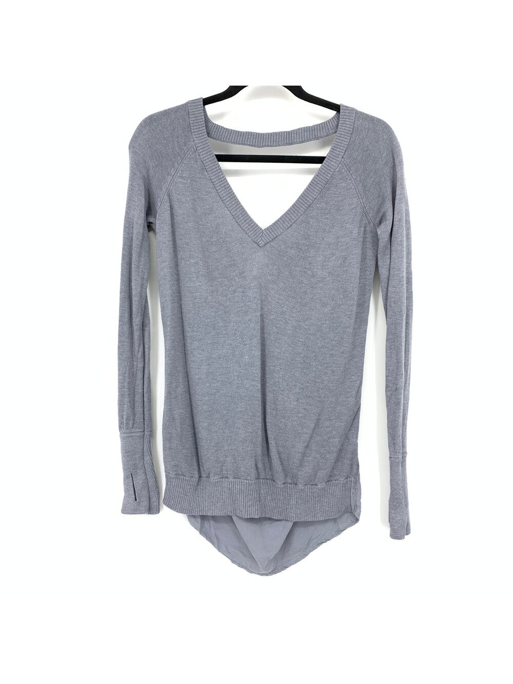 Lululemon Unity Pullover Sweater Womens Size 4 Heathered Fossil Gray Draped Back